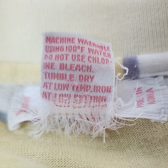 Vintage Ivy Sports Striped Long Sleeve Snap Front Blouse Womens Large Yellow - Picture 8 of 8